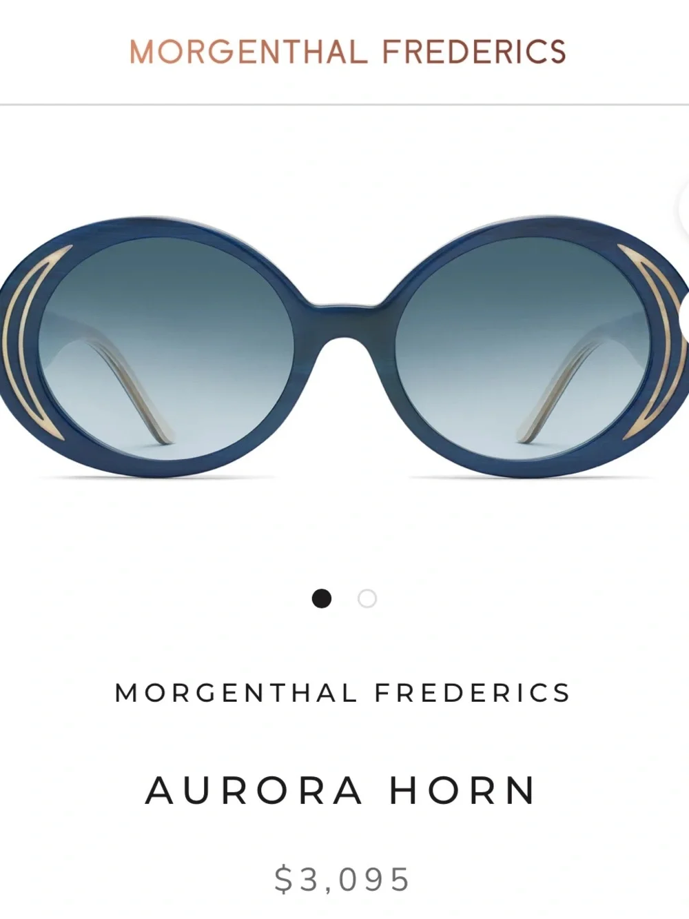 Vintage Morgenthal Fredrics Navy Blue and Cream Horn Oval Women's Sunglasses